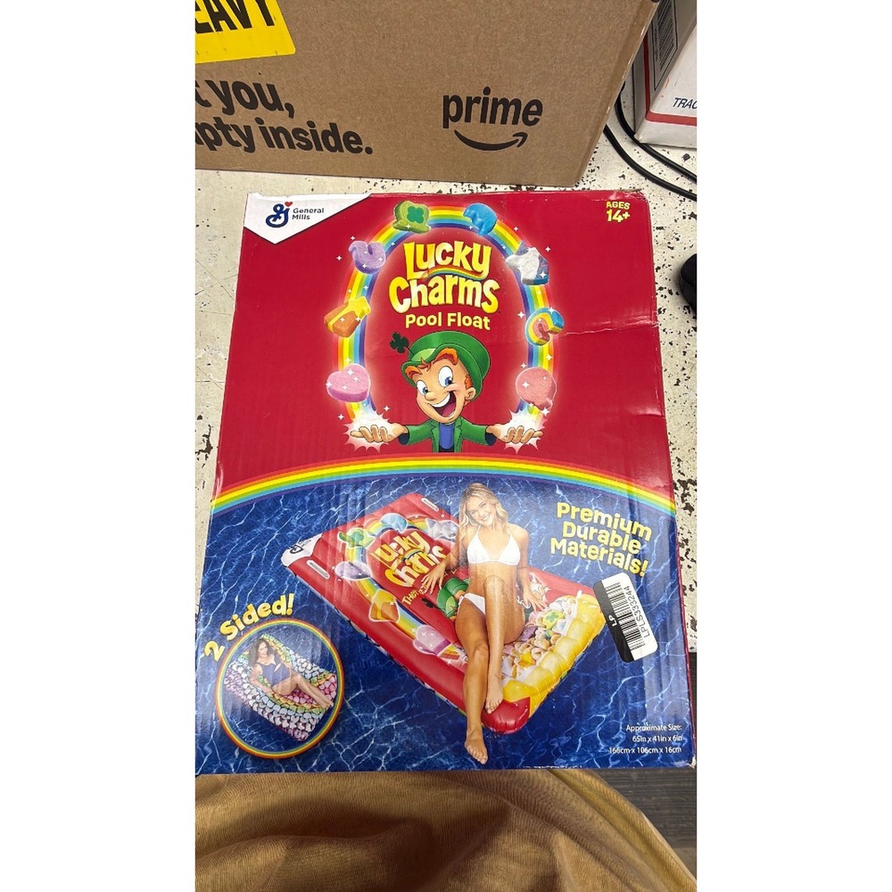 General Mills Lucky Charms Pool Float Inflatable 2 Sided Raft 65x41x6in